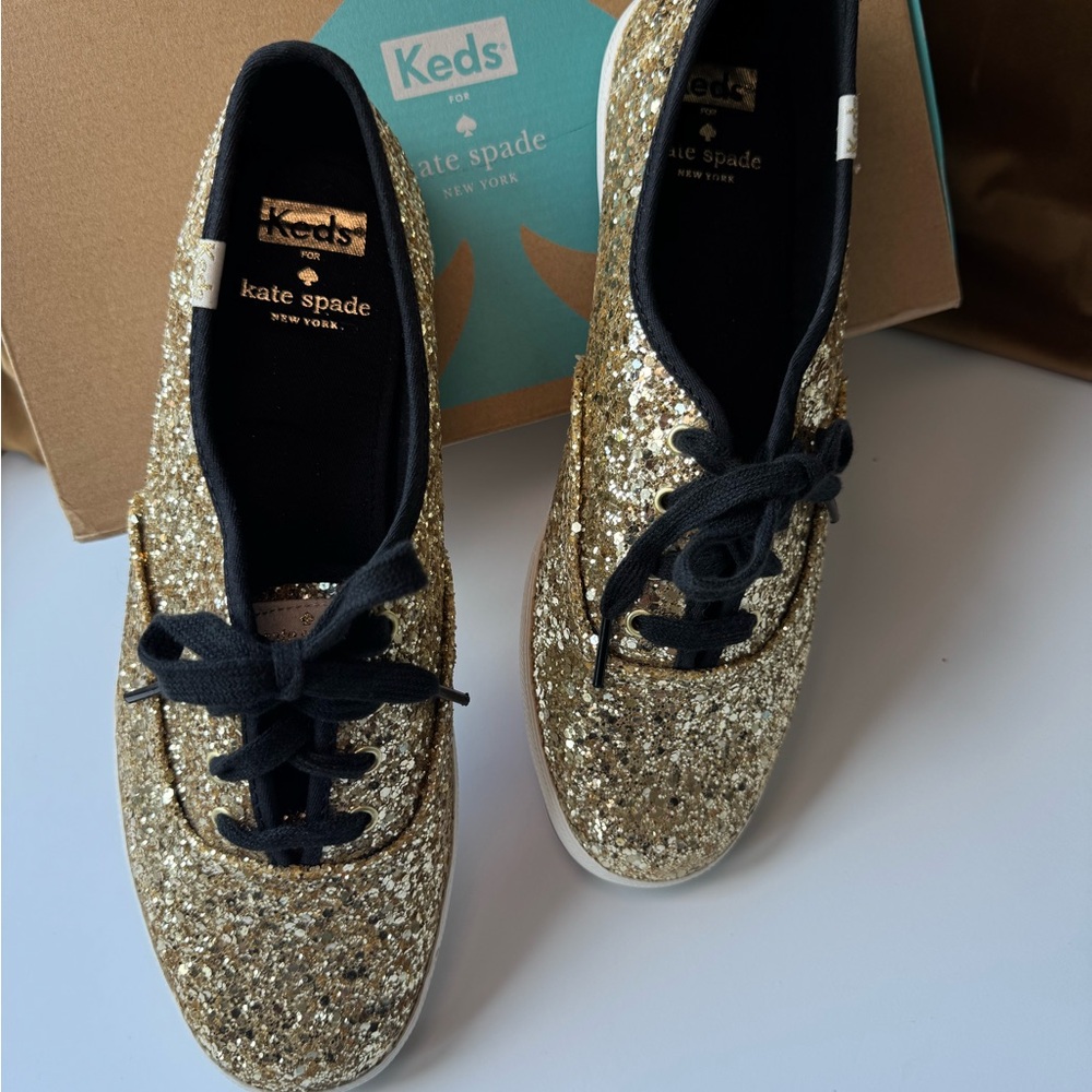 Keds x Kate Spade Gold Glitter Kids Shoes